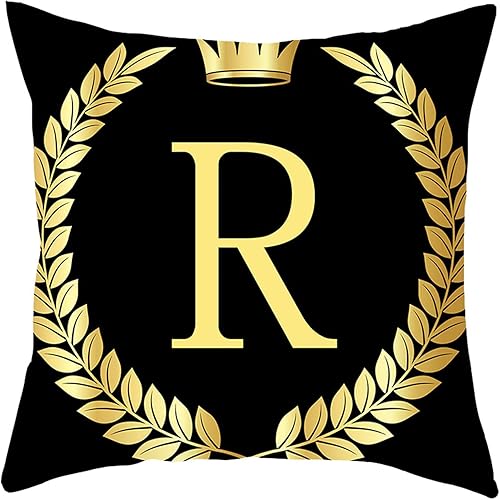 Funda de cojín de Navidad con 26 letras iniciales R, funda de cojín de invierno para sofá, asiento de automóvil, casa de campo, 18 x 18 pulgadas,