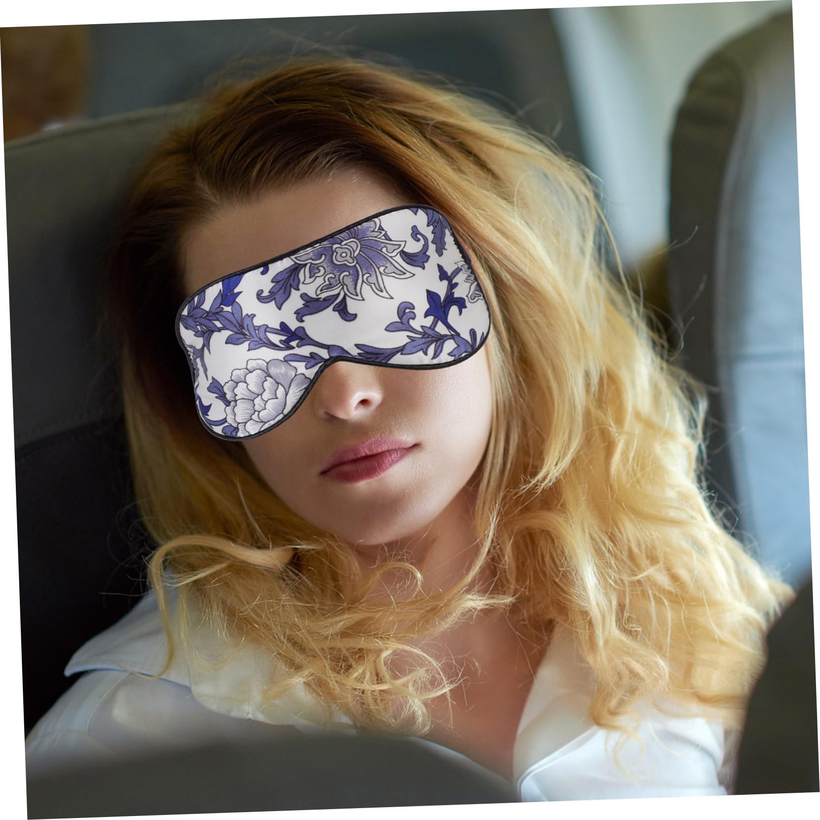 Baluue 4stücke Angenehme Schlafmaske Natürlicher Druckdesign Für Entspannenden Schlaf Lichtblockierend Für Und Meditation Unisex Blau