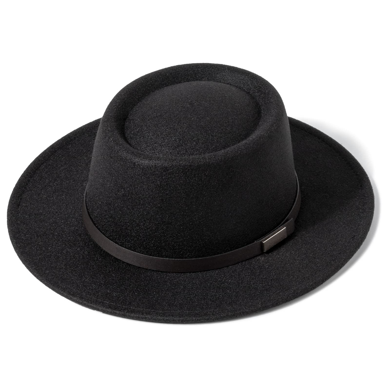 DRESHOW Sombrero de ala ancha Fedora para mujer Hebilla de cinturón Retro Panamá Floppy Hat