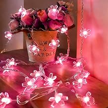 33ft 100 LED Plug in Pink Fairy Flower Holiday String Lights for Dorm Decor