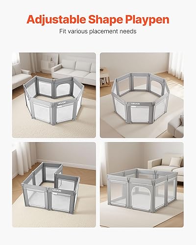 Miniatura 6 de VEVOR Corralito para bebés, 47.2 x 47.2 pulgadas, plegable para niños pequeños, patio de juegos para interiores y exteriores, con puerta con