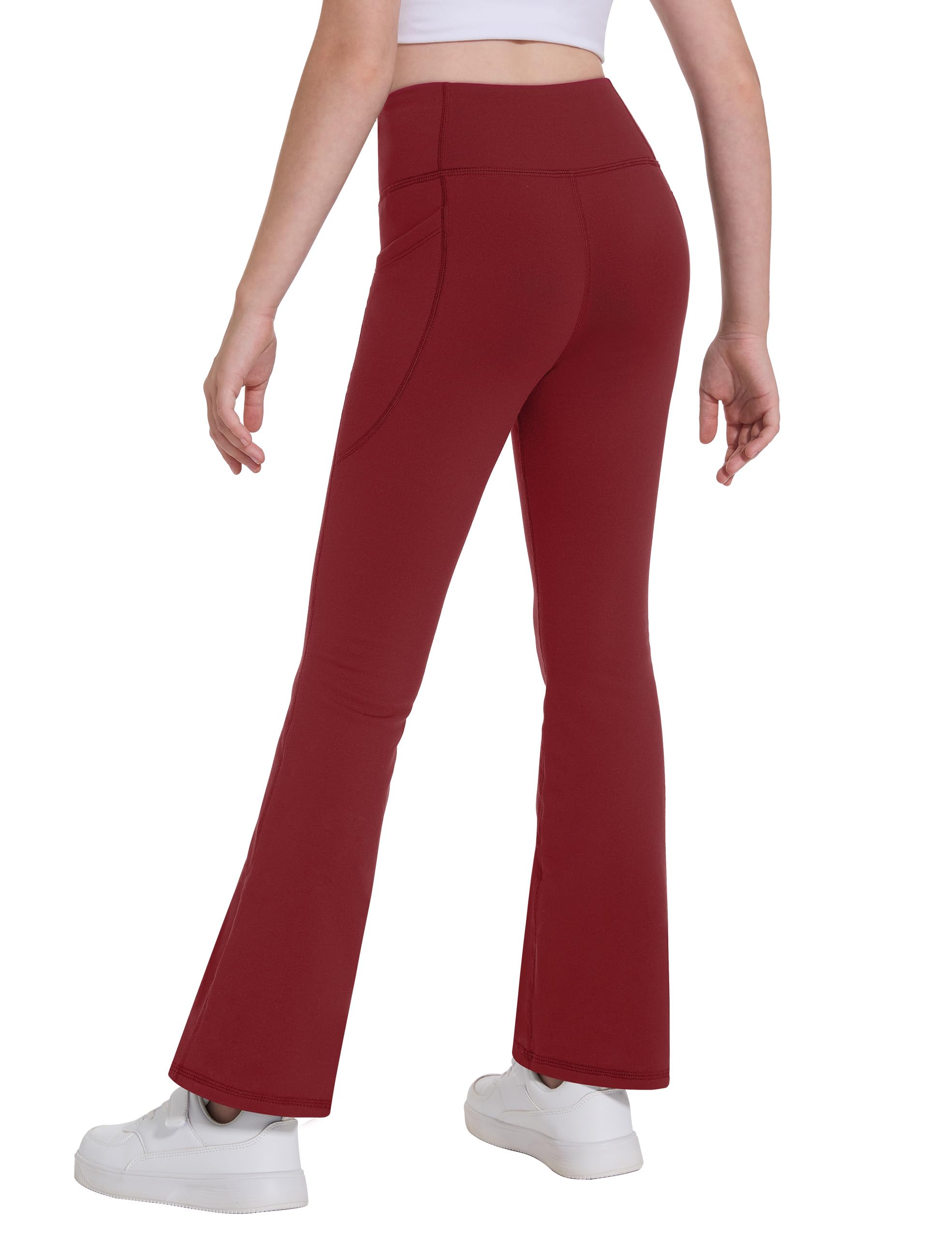 Desol Leggings térmicos con forro polar para niña, cintura alta, acampanados, pantalones de yoga cálidos con bolsillos, ropa preparada