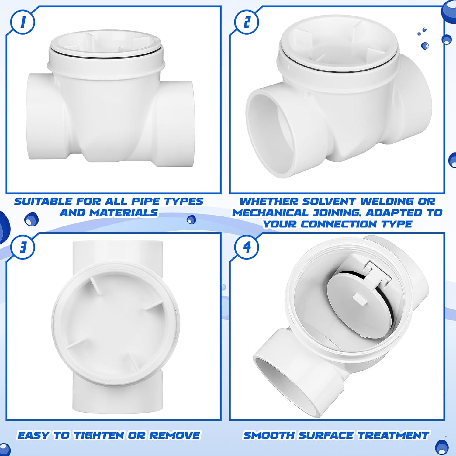 Tondiamo 4 Inch Backwater Valve Drain Backflow Preventer Valve Prevent Sewage and Rainwater from Flowing Back(White PVC)