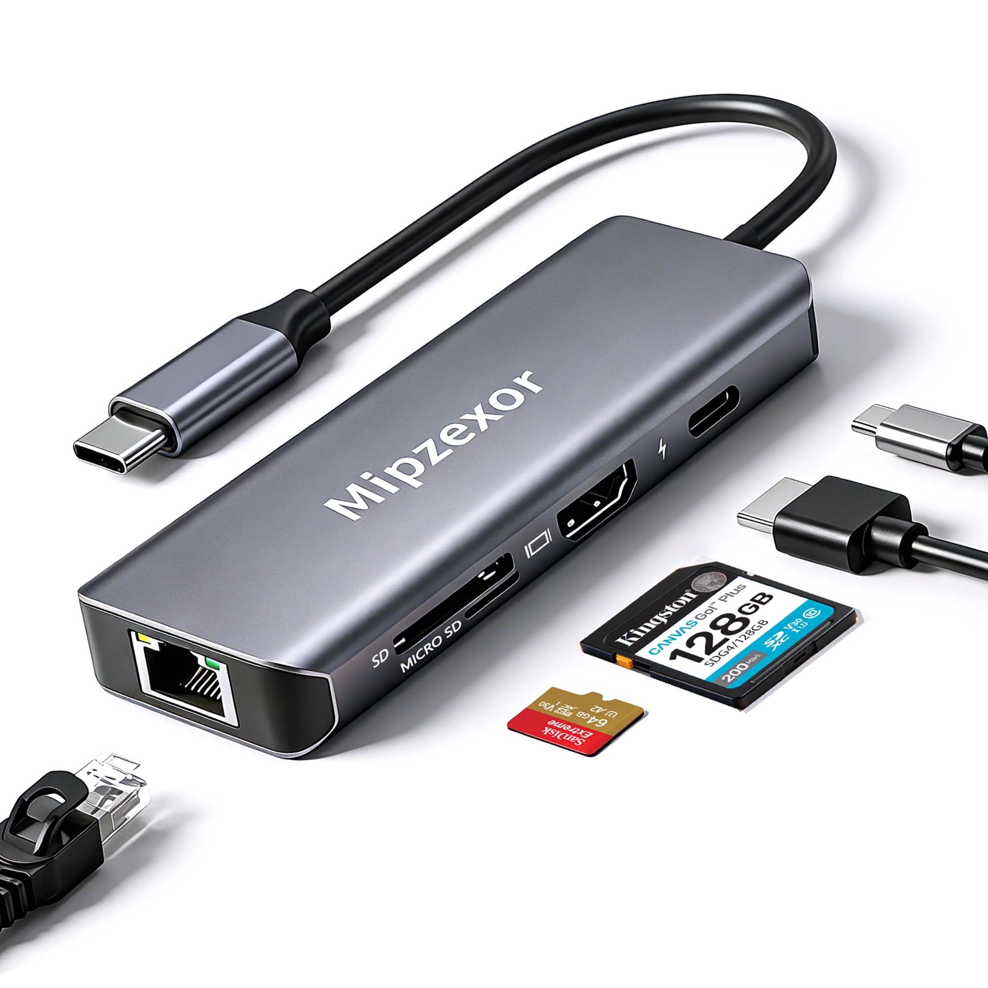 Stacja dokująca USB C 8 w 1 adapter USB C na hdmi gigabit ethernet 1 Gb/s koncentrator Ethernet 100 W zasilanie 3 x porty USB 3.0 czytnik kart SD/TF adapter Ethernet USB C do MacBooka Pro/Air Dell XPS