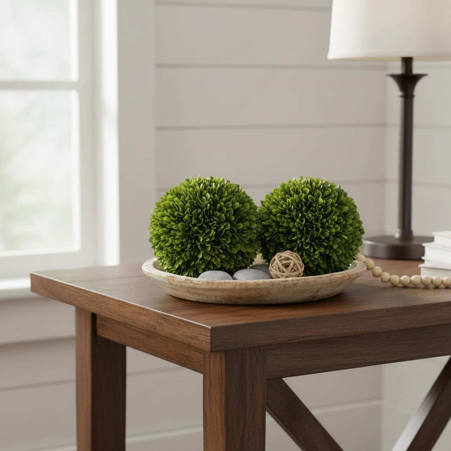 Shine Company 6" Real Preserved Boxwood Topiary Ball (Set of 2)