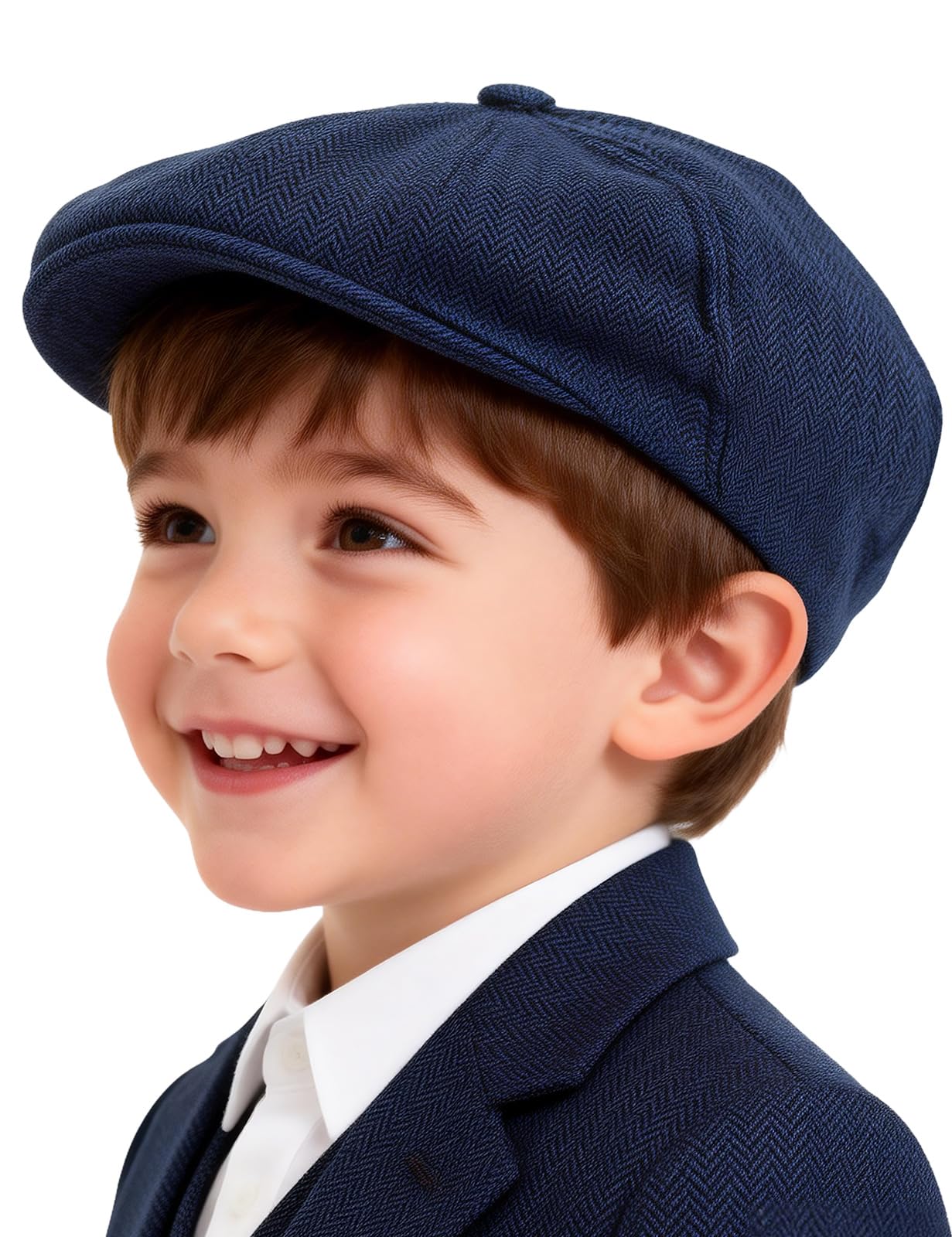 mintgreen Schiebermütze Kinder, Baby Jungen Fischgrät Tweed Schirmmütze Barett Newsboy Cap, Braun, 3 Monate - 8 Jahre
