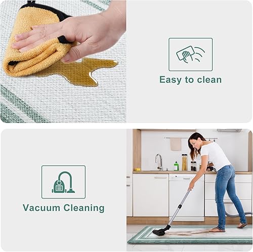 Vista 202 de KIMODE - Juego de 2 tapetes de cocina bohemios, antifatiga, antideslizantes, impermeables, ergonómicos, acolchados, cómodos, para lavandería, Caqui