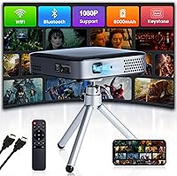 Futuzen O1 Pro Ultra Mini Pocket Pico Projector: 3H Battery, 1080P DLP WiFi Bluetooth, Tripod for Travel Art Cookie Design
