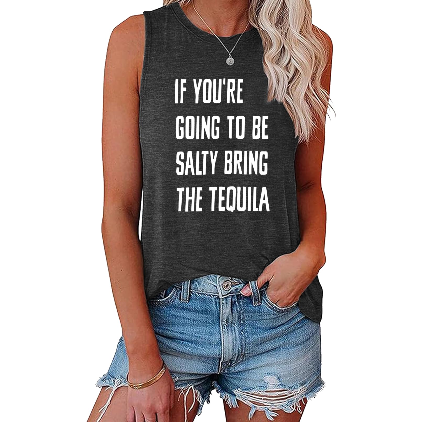 BLACKMYTH Women Funny IF You're Going Tank Top Sleeveless Graphic Workout Tunic