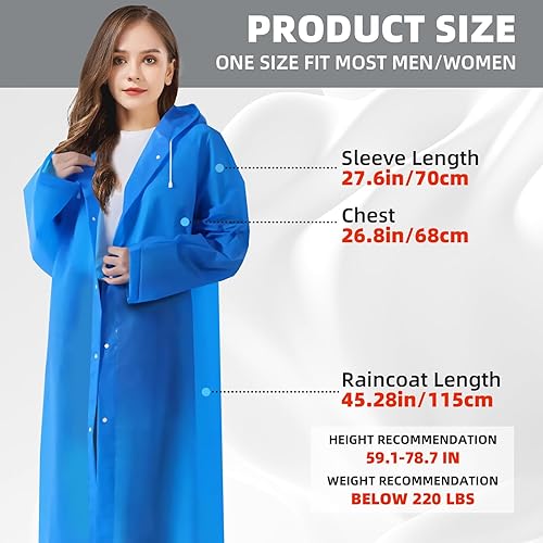 Miniatura 4 de Ponchos de lluvia para adultos reutilizables, abrigo impermeable para mujeres u hombres, chaqueta de lluvia de emergencia con capucha