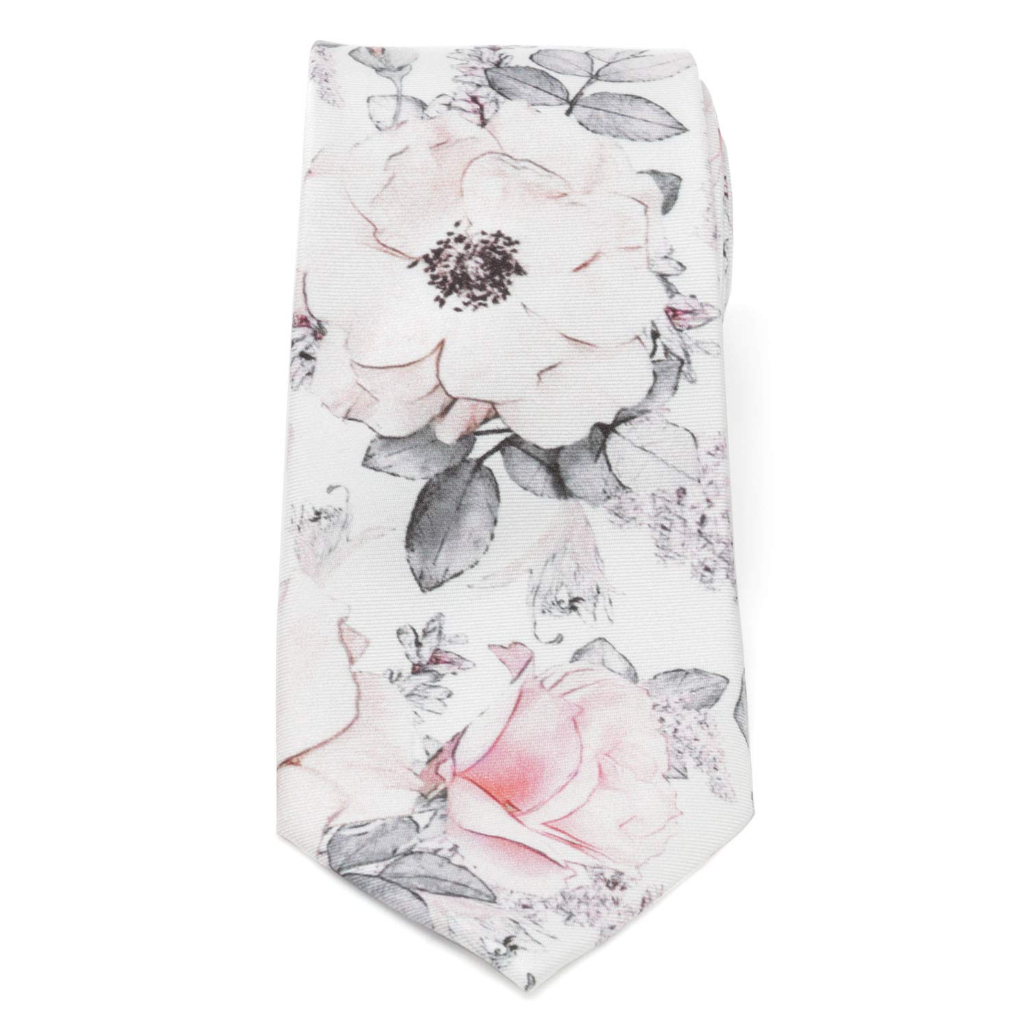 Ox & Bull Trading Company Painted Floral Gray Silk Men's Tie