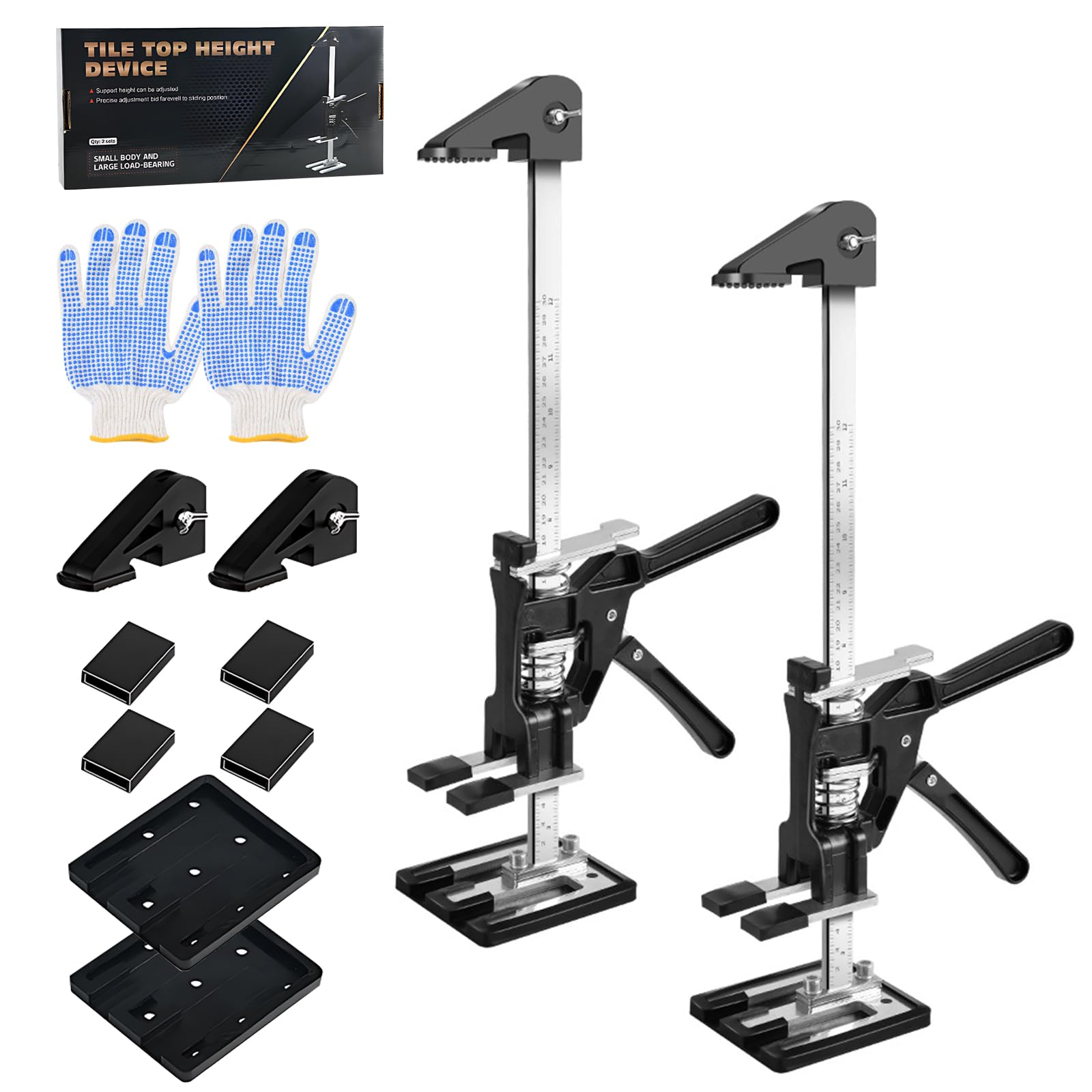 MaxAwe 2x Möbelheber-Handhebel Mit Skala – 35 Cm, 240 Kg Tragkraft, Verstellbar 0–23 Cm, Für Fliesen, Türen, Schränke