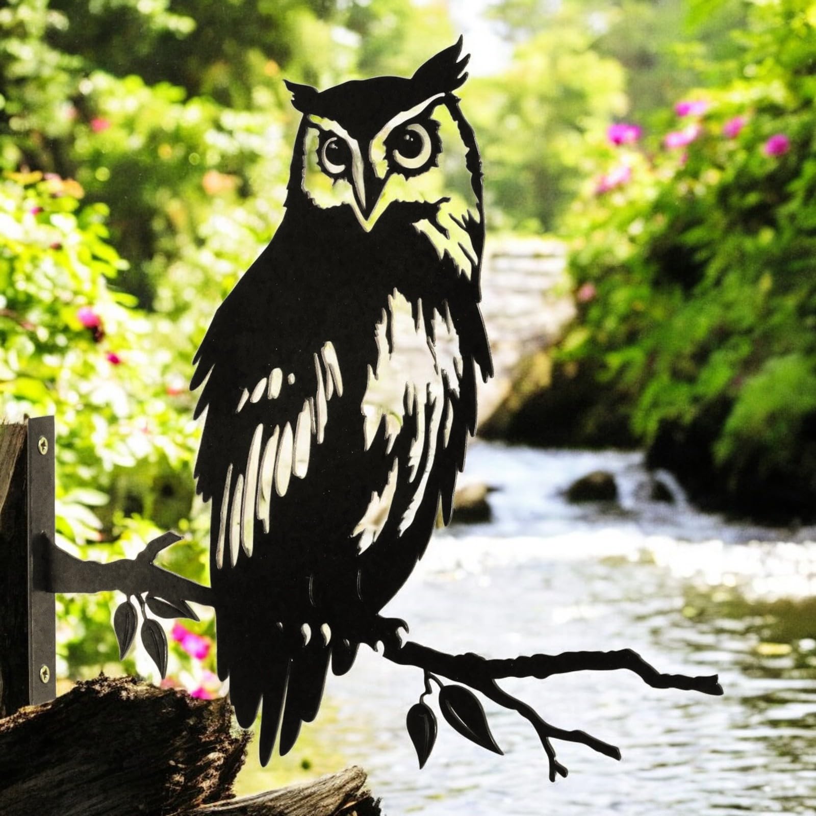 Epsom Door Handle Metal Owl Large Tree Silhouette – 35cm x 29.5cm | Rustic Outdoor & Indoor Wall Art for Garden, Fence, or Home Décor