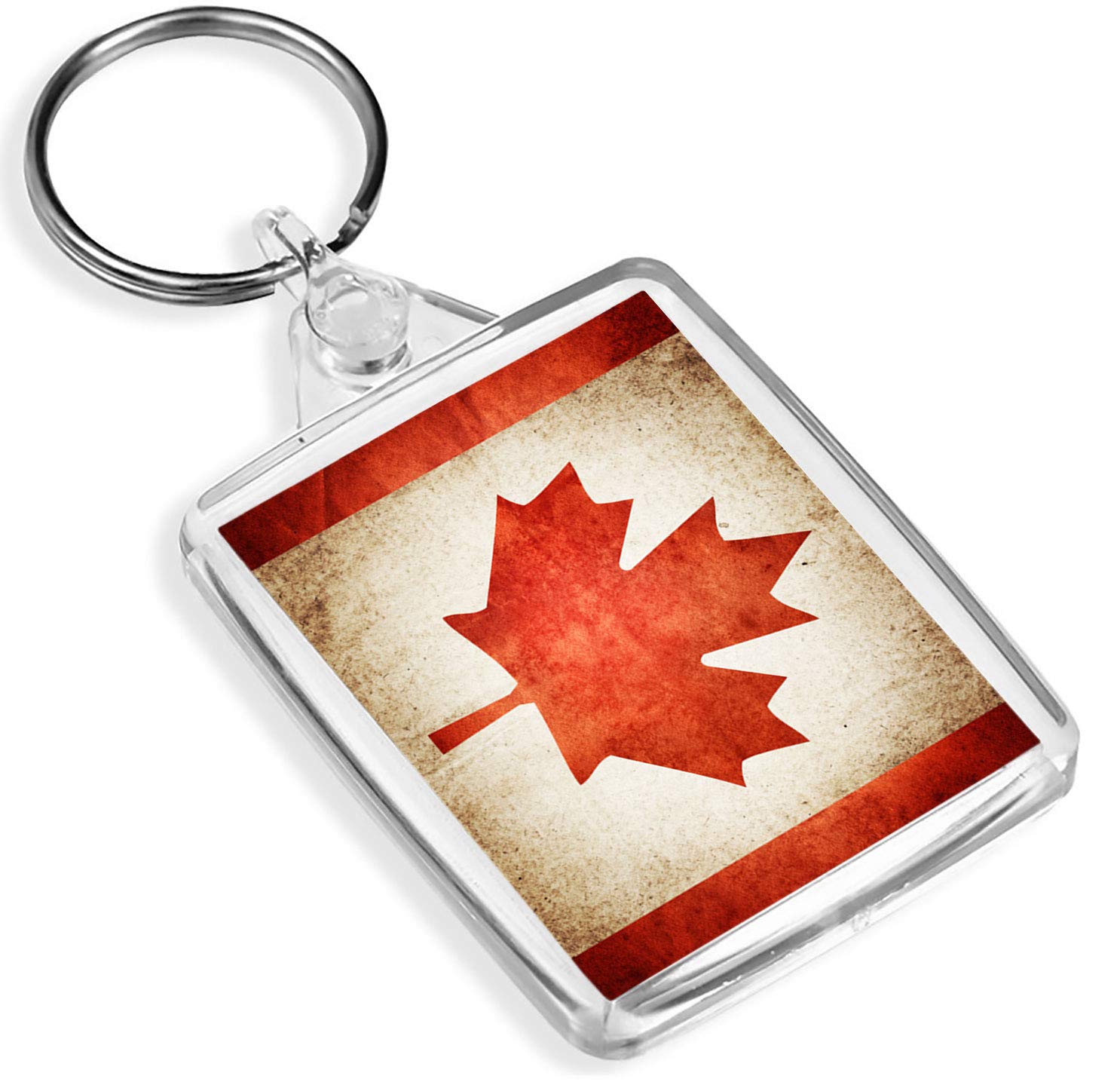 1 x Canada Flag Destination Place Red - Keyring - IP02 - Mum Dad Kids #3165