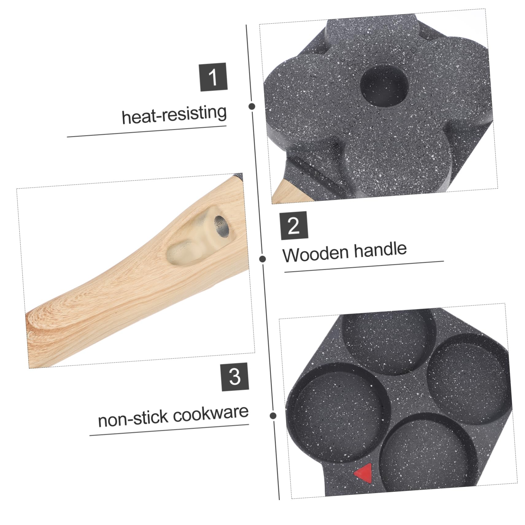 Cabilock 4fori Padella Per Uova Antiaderente Manic Legno Resistente Al Calore Per Cucinare Pancake e Frittate Casa Cucina