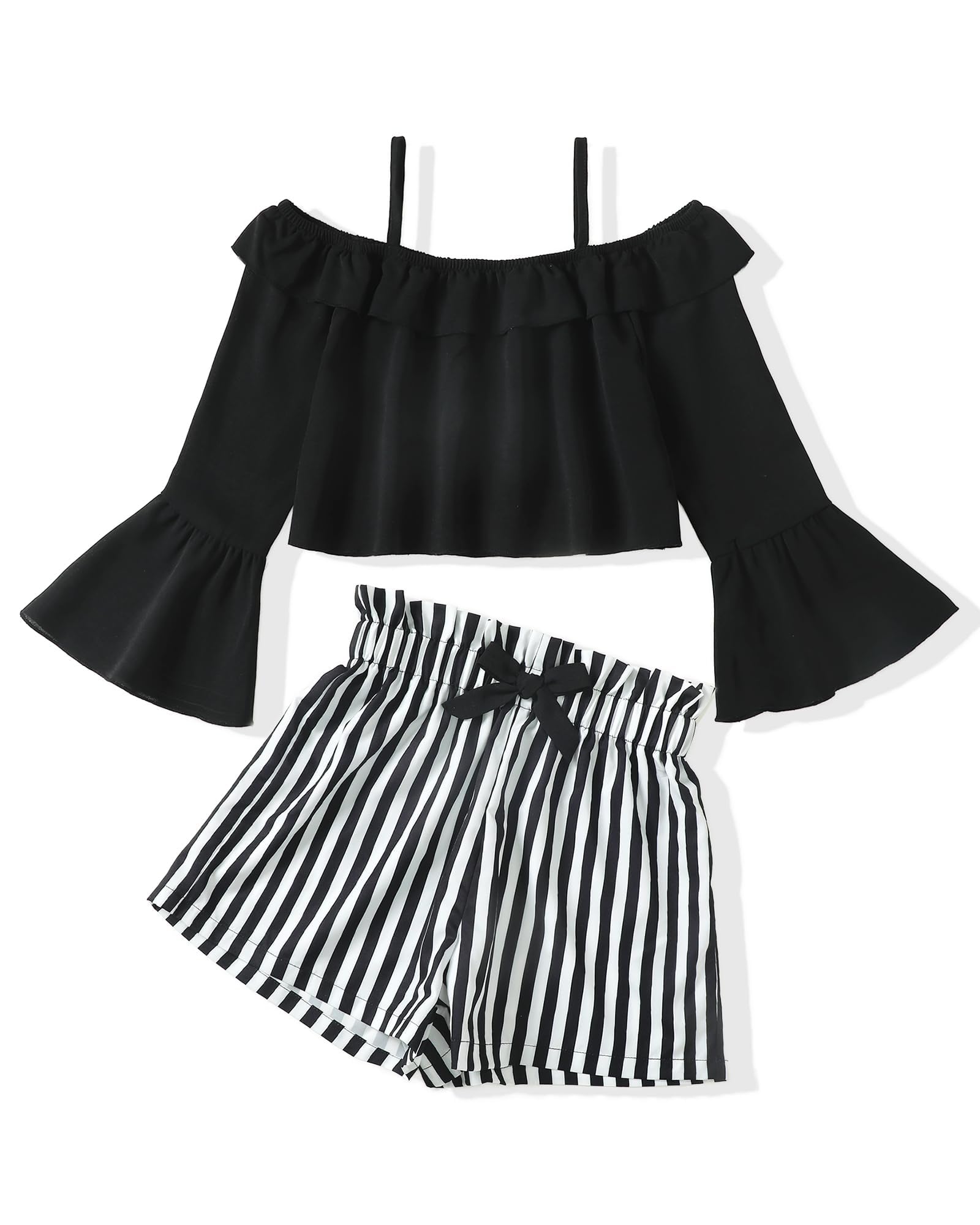 Photo 1 of ***MISSING PARTS***
YOURUIKEY Girls Summer 2 Piece Cute Clothes Kid Halter Long Sleeve Cold Shoulder Black Top Shorts Set Outfits Size 13 14
