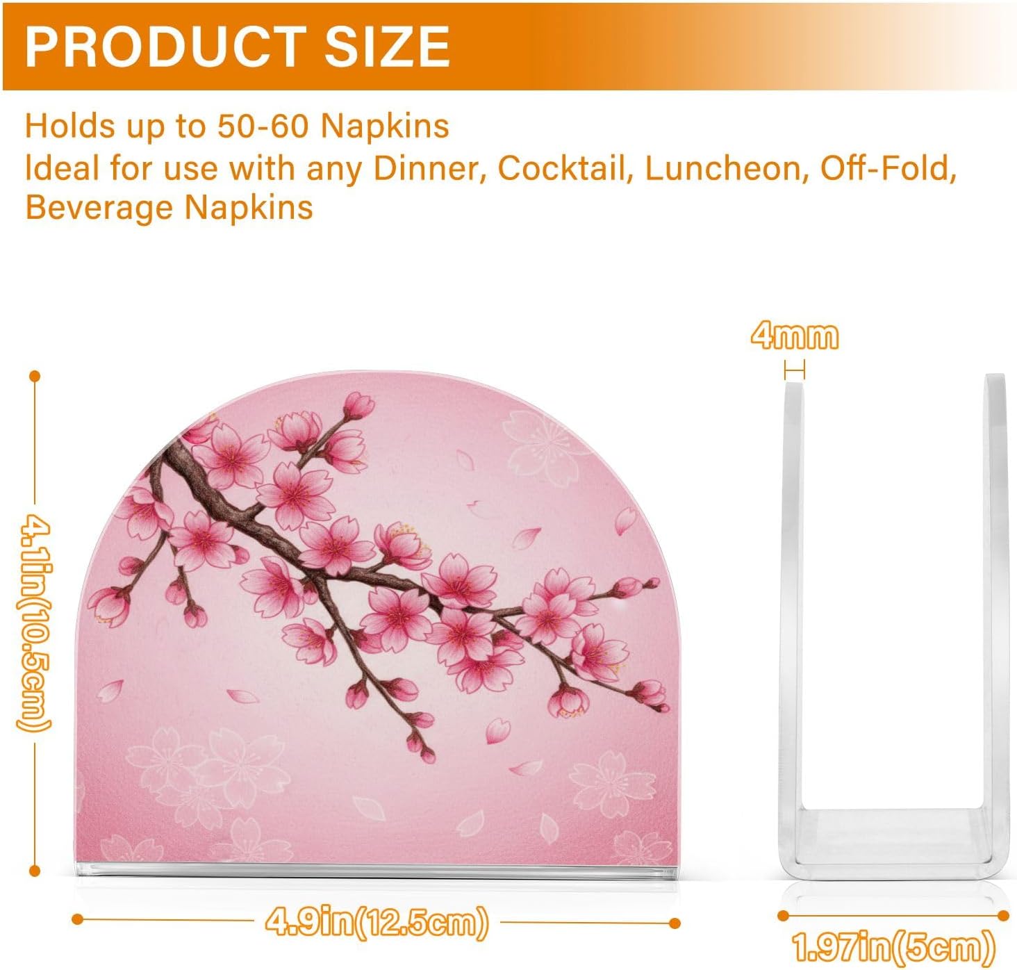 Spring Cherry Blossom Background Napkin Holder for Table Kitchen Decor Acrylic Paper Napkin Holders for Tissue Dining Room Indoor Outdoor Party Holiday Accessories image 3