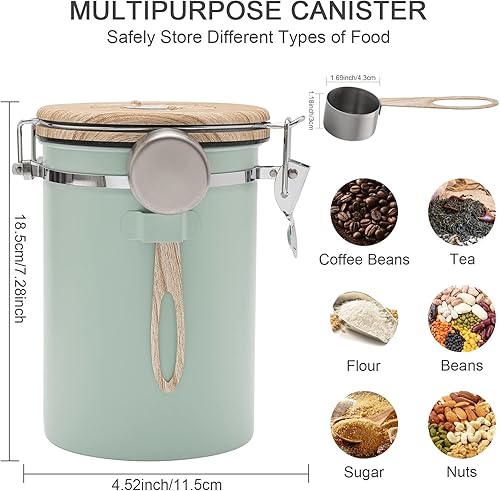 Miniatura 3 de TEDSWAIT - Botes herméticos para café, recipiente de almacenamiento de granos de café con cuchara, rastreador de fecha y válvula de CO2, contenedor