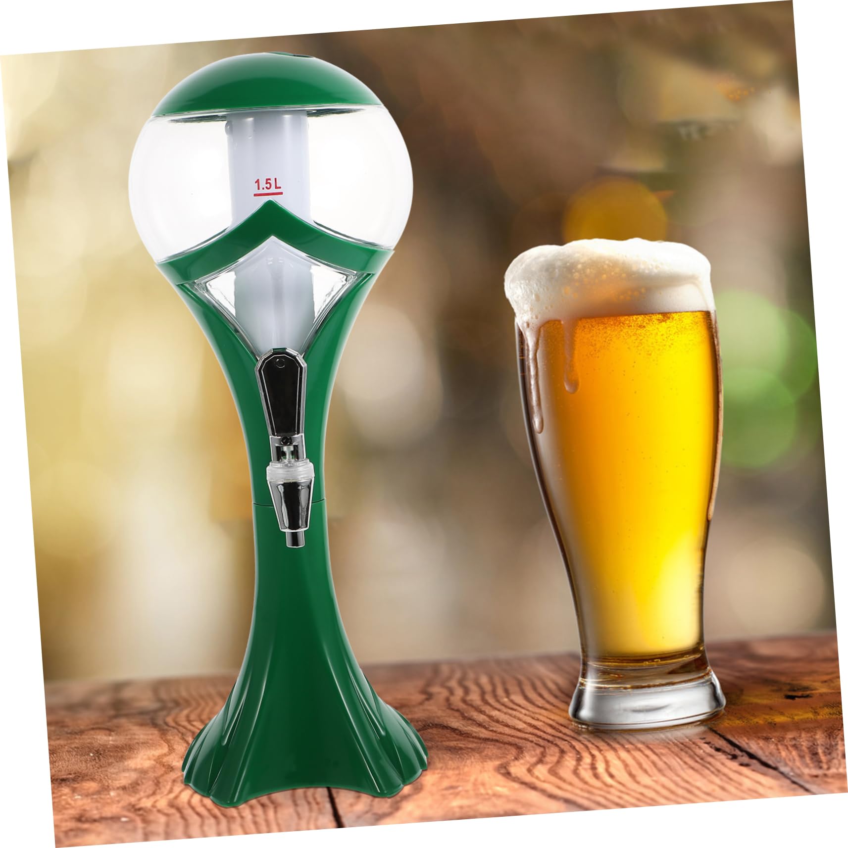 Tour à Bière 1,5l en Plastique Robinet Lumineux