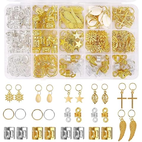 200 Piezas Anillo de Rasta Puños de Dreadlocks Aluminio de Accesorios de Clip de Pelo Trenzado Metal Abalorios de Trenza Cover