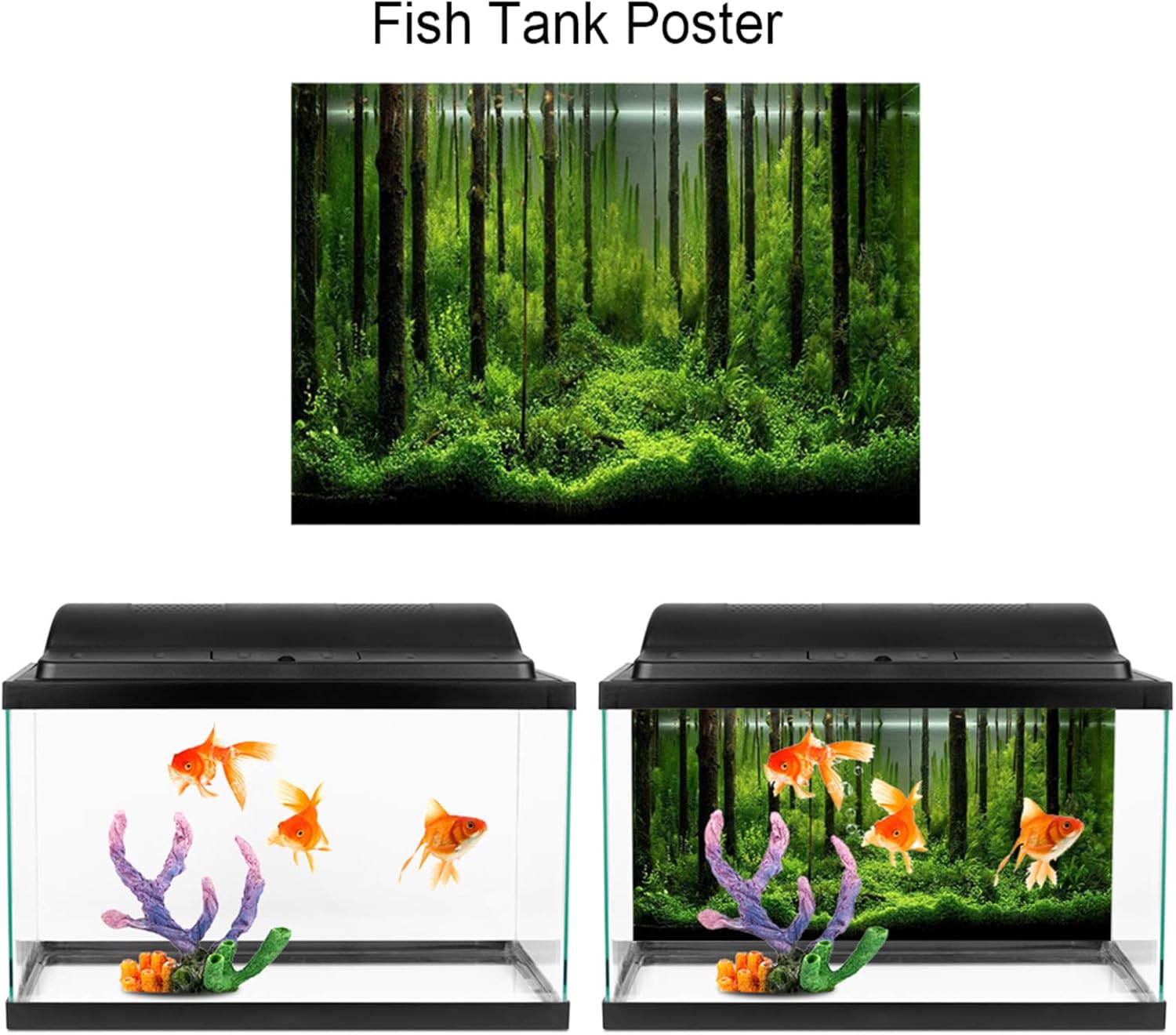 Generic Fish Tank Background, Aquarium Background Fish Tank Wallpaper Forest Background Picture PVC Adhesive Underwater Forest Tank Poster Backdrop Decoration Paper Wallpaper for, 61*41cm