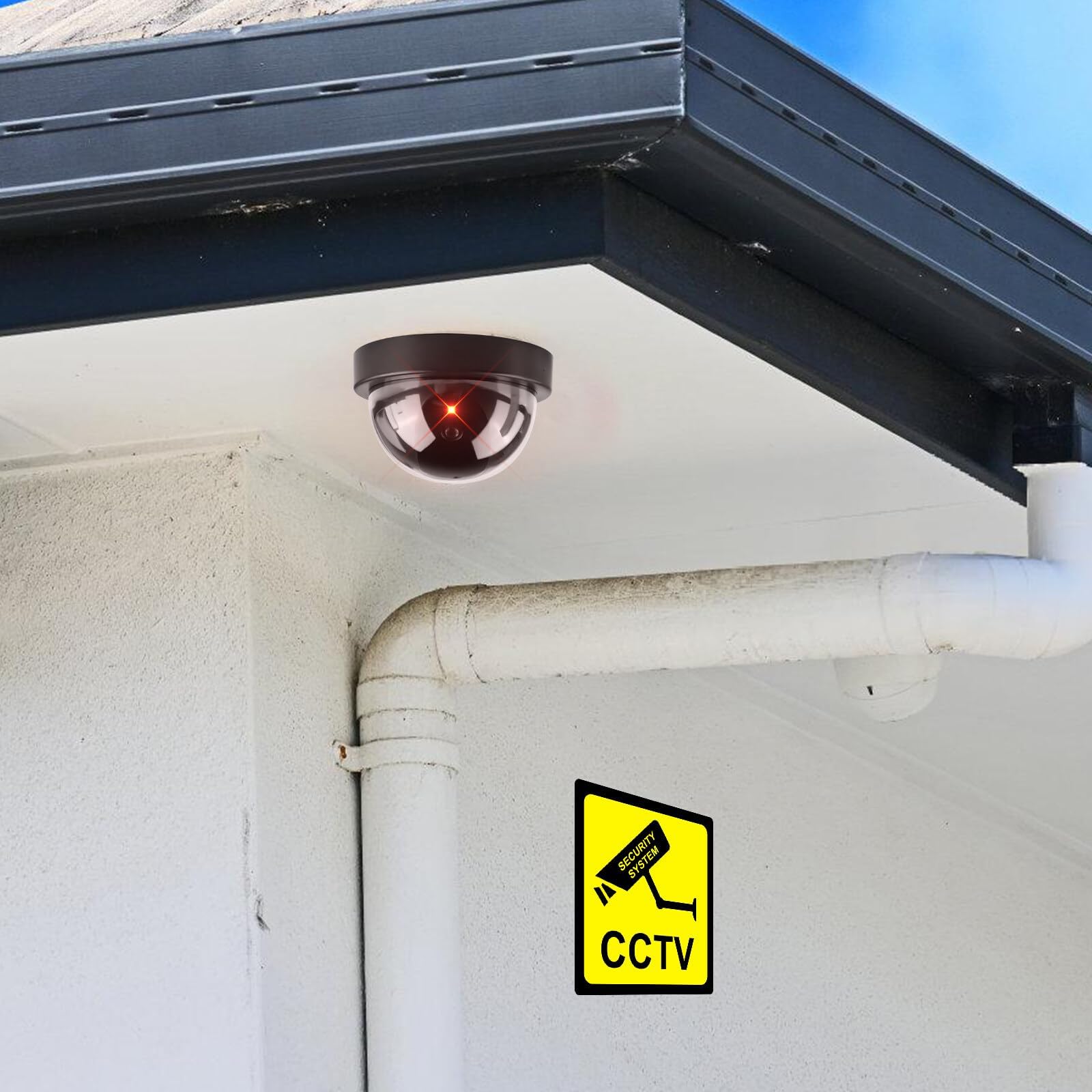Telecamera di sicurezza finta CCTV 4 pezzi con luce LED, cupola per interni ed esterni