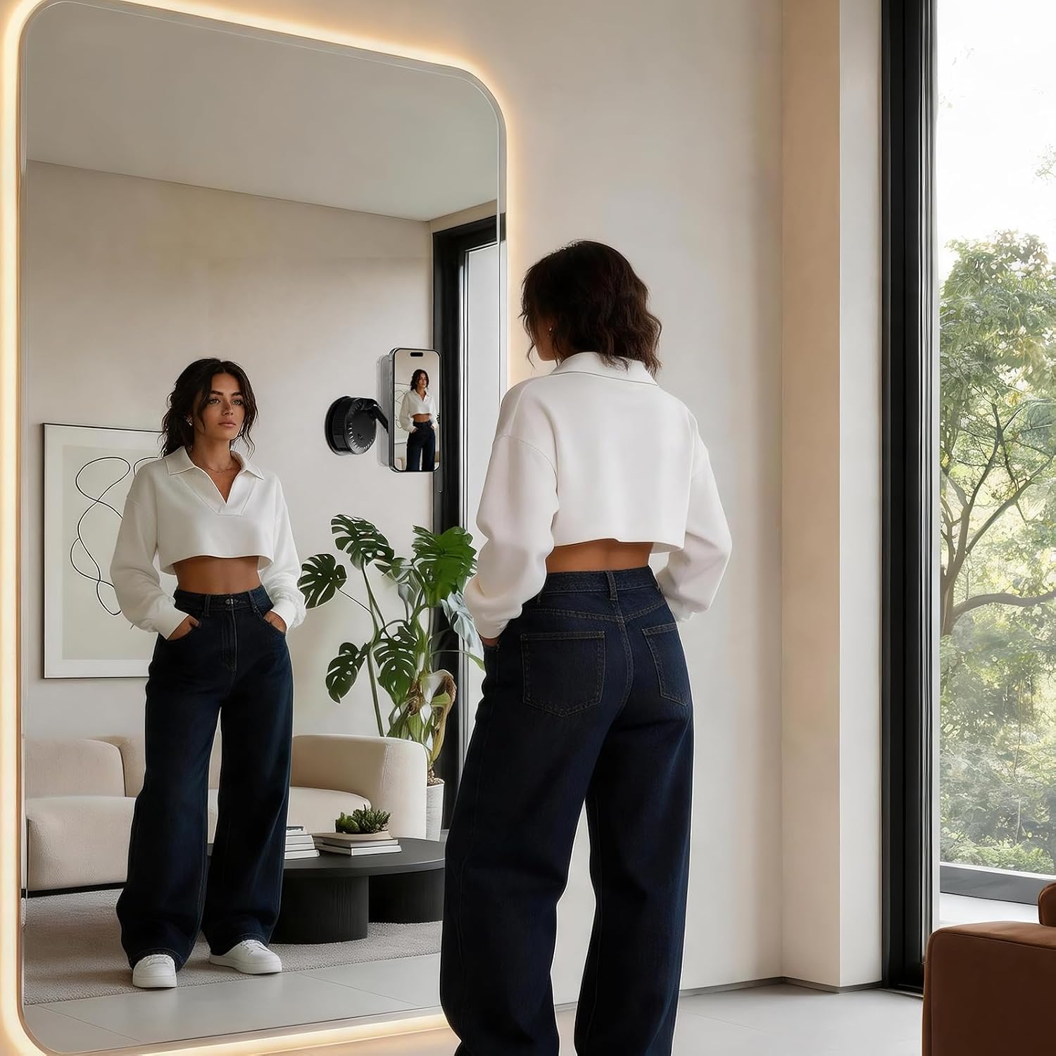 Magnetic Phone Holder Versatile Use for Desk Shower Kitchen Mirror image 2