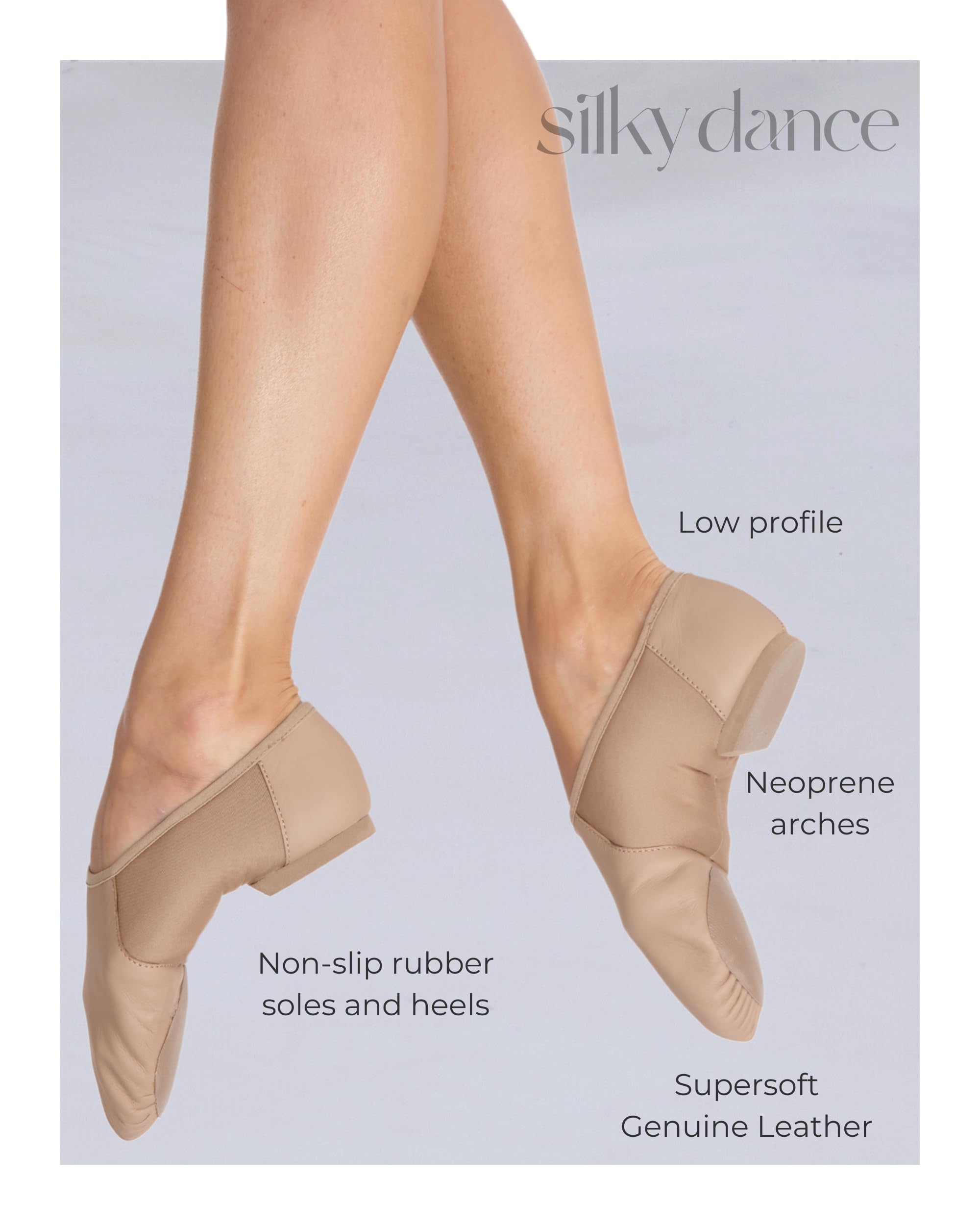 Silky Dance AeroFlex - Zapatos de jazz con suela dividida, de piel auténtica, color negro y marrón, tallas para niños y adultos
