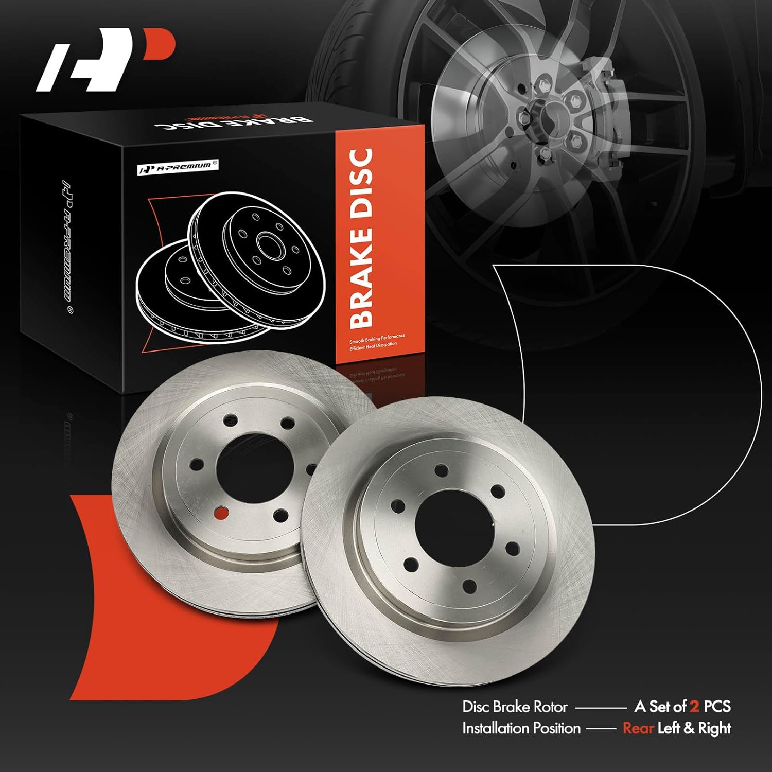 A-Premium 13.23 inch (336mm) Rear Vented Disc Brake Rotors Compatible with Select Ford & Lincoln Models - F-150 F150 2018-2020, Expedition 2018-2021, Navigator 2018-2021, 2-PC Set