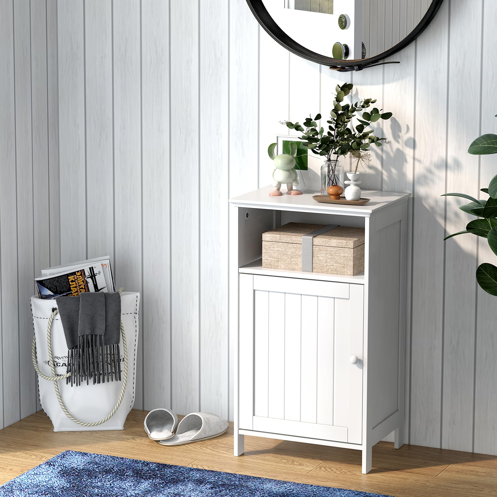 RELAX4LIFE Mobile da Bagno in Legno, Armadietto Bagno Salvaspazio, Mobiletto Multiuso per Corridoio e Ingresso, 40 x 30 x 70 cm, Bianco