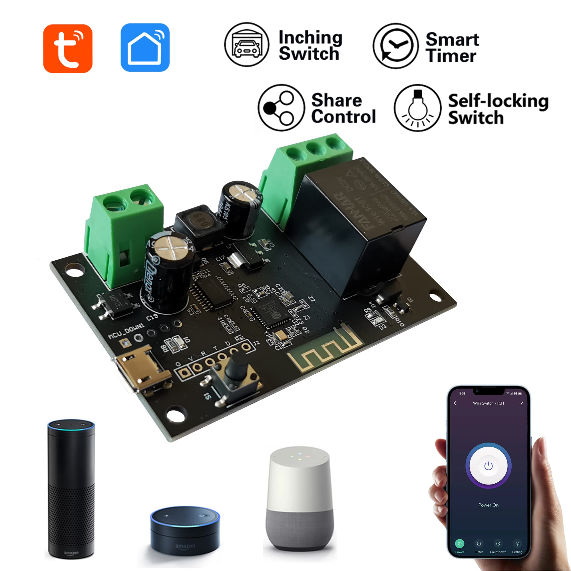 Jane Eyre WiFi Wireless Smart Switch Relay Module, Jog, Self-Locking Switching Module, DIY Smart Home - Image 2