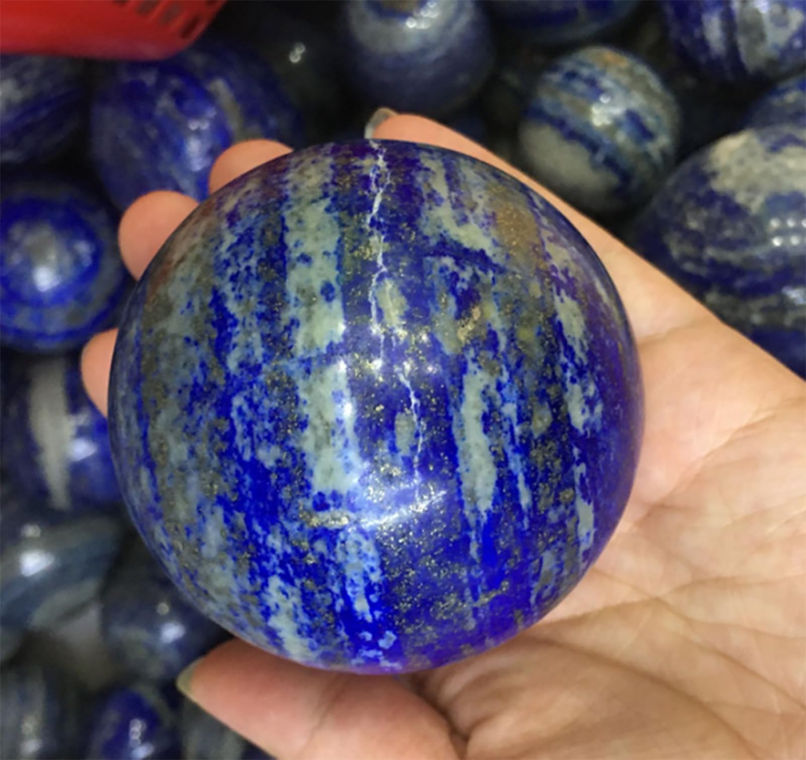 Sfera di Cristallo di lapislazzuli Blu, Sfera di Cristallo Naturale, Sfera Decorativa di Roccia, Sfera da divinazione Lucida per, cartomante, Feng Shui, divinazione, Decorazioni per la casa, 70