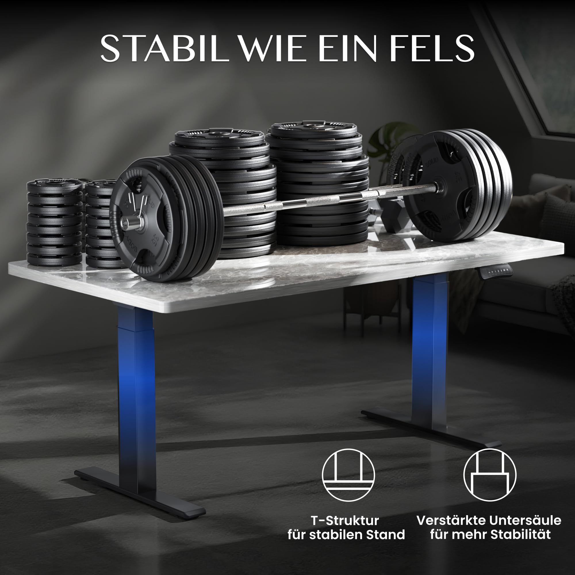 FLEXISPOT Höhenverstellbarer Schreibtisch Gestell mit Dualmotor, 300KG Tragkraft, ideal für große Tischplatten & Multi-Monitor-Workstations, 10 Jahre Garantie (ValtreX E300 Schwarz)