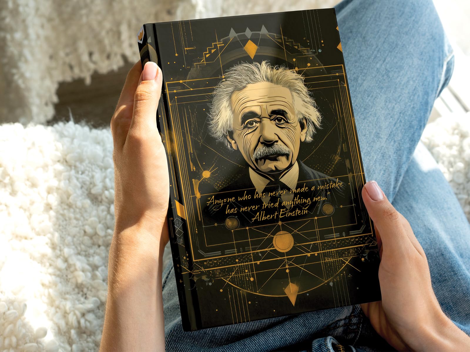 Albert Einstein Tasarımlı Çizgili Not Defteri – 13x21 Cm Sert Kapak 192 Sayfa