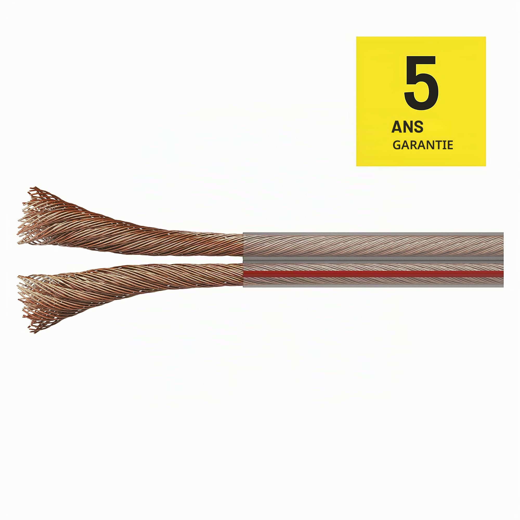 EMOS Câble de haut-parleur OFC 2 x 2,5 mm² - 100 m - En cuivre pur - Pour haut-parleurs et systèmes Surround - Transparent - Avec marquage polarité