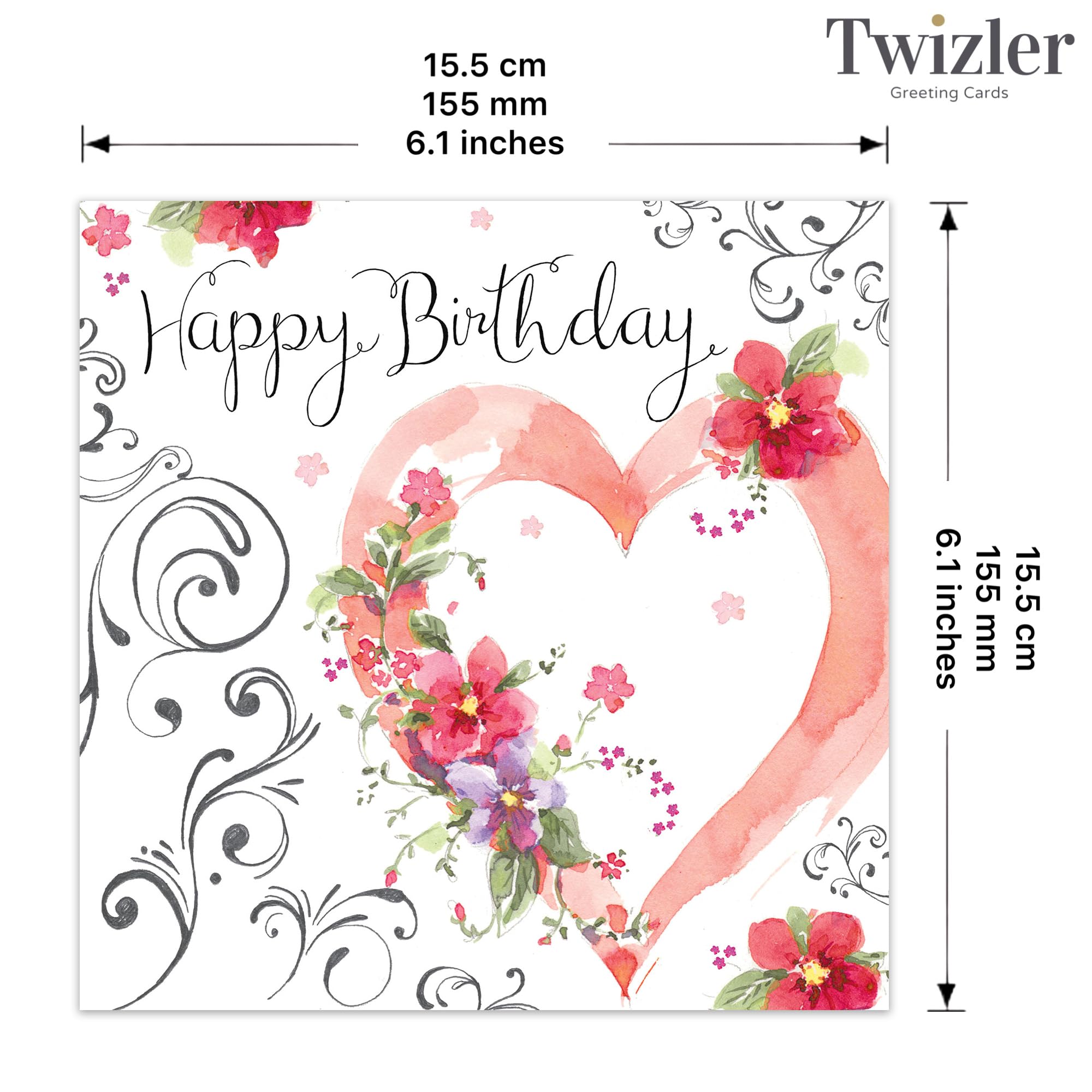 Twizler Geburtstagskarte Zum 65. Geburtstag Für Sie – Mit Silberfolie & Aquarell-Effekt, Inkl. Umschlag