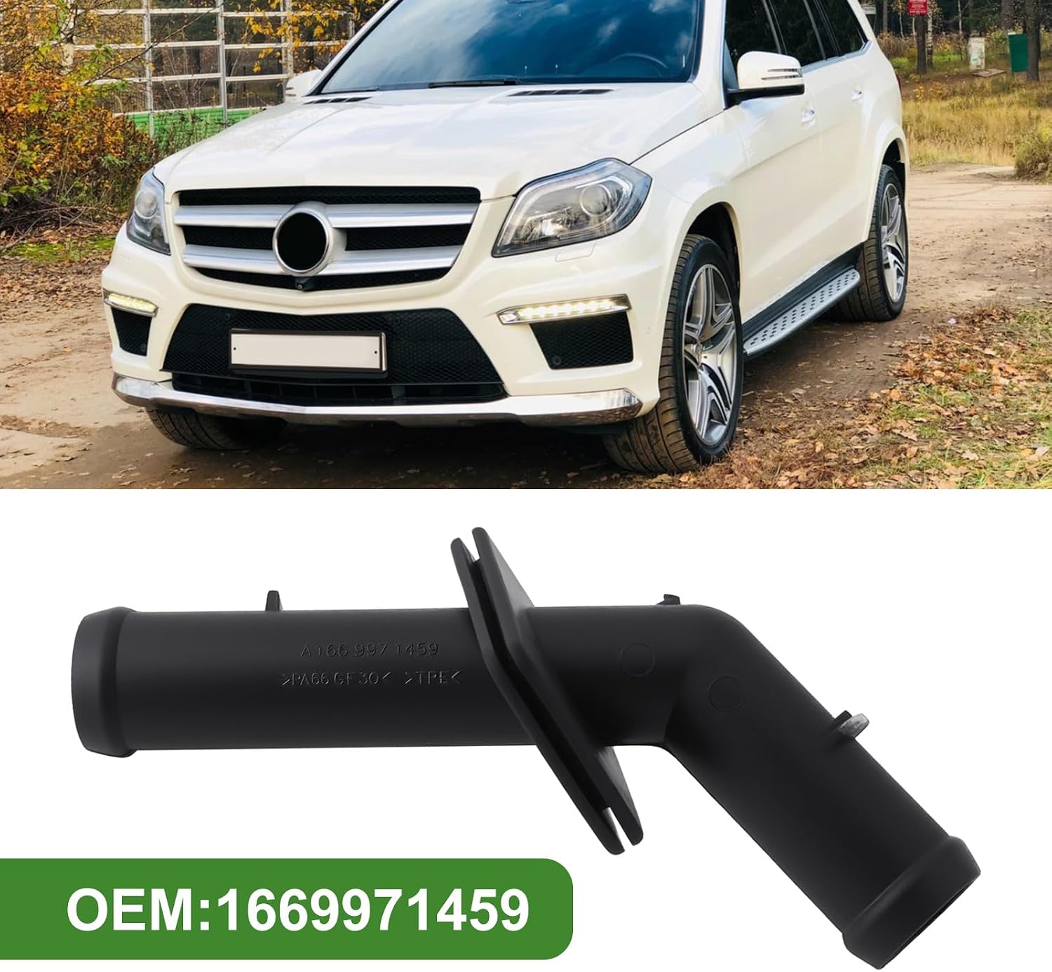 Car Engine Coolant Pipe 1669971459 Compatible with Mercedes-Benz X166 GL450 ML550