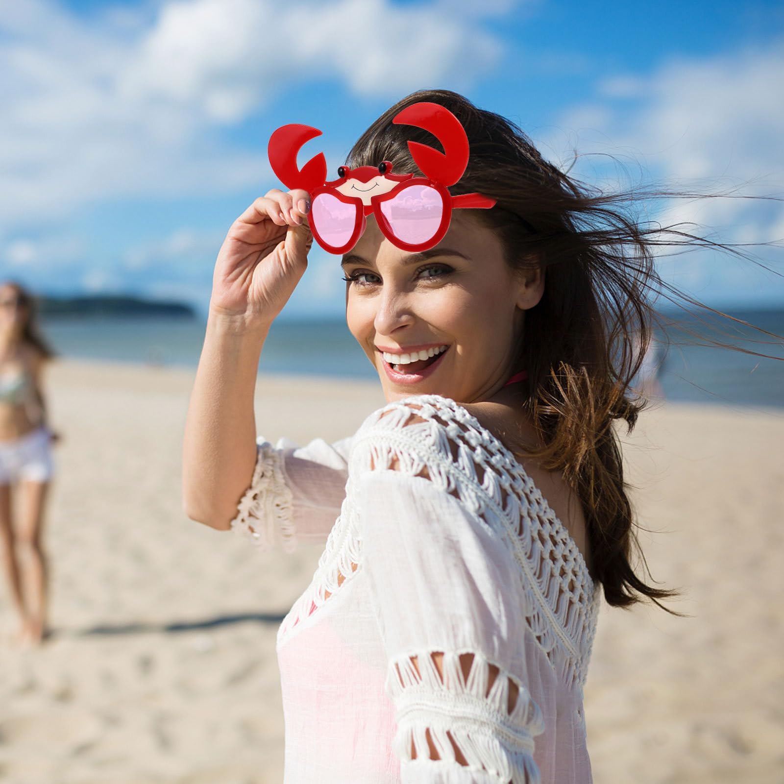 jojofuny 2pcs Crab Shaped Eyeglasses, Beach Sunglasses, Creative Eyeglasses, Novelty Party Glasses Costume Accessories Photo Props for Hawaiian Beach Theme Party Supplies