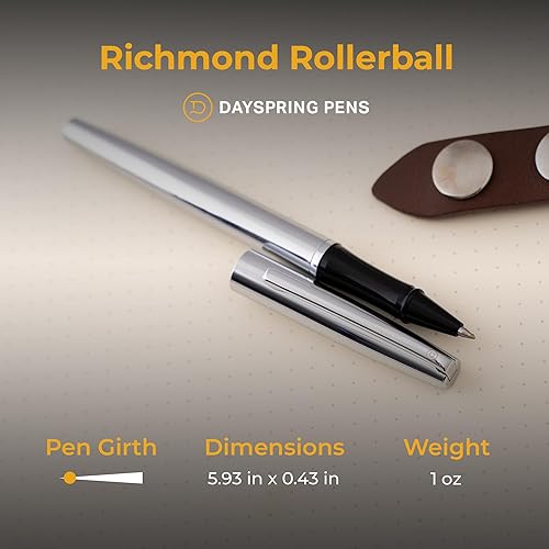 Vista 5 de Dayspring Pens Richmond Rollerball en cromo Bolígrafo de regalo de lujo personalizado/grabado. Regalo único con nombre grabado o mensaje Cromado