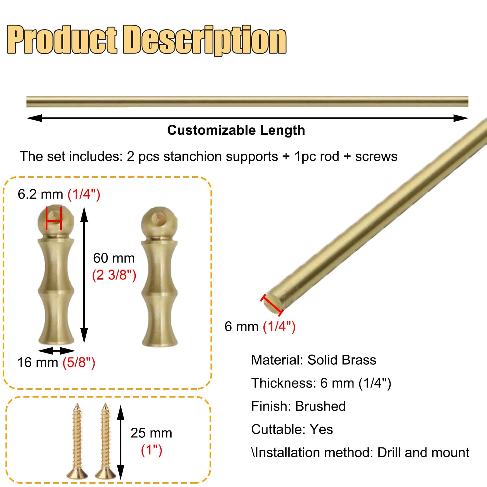 Binario per Mensole Binari in Ottone Massiccio per Mensole 12 16 18 20 22 24 26 28 30, Protezione per Bordi di Mensole in Metallo Dorato Spazzolato per Vetrine, Protezione(Style B,42inch/106.7cm)