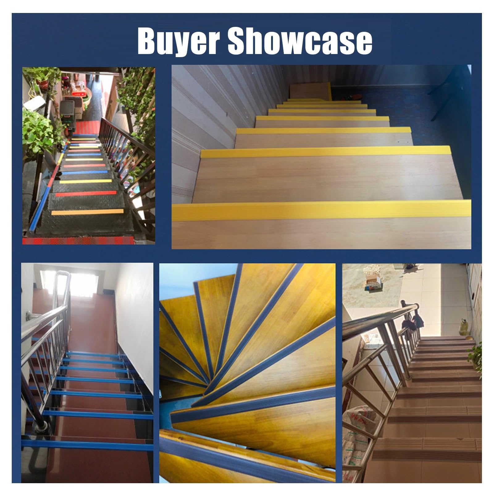 Tira De Borde De Vinilo Autoadhesivo Antideslizante De 1 M Para Escalera, Borde De Escalera De Goma De PVC, Perfil De Borde De Escalera, Esquina De Goma Antideslizante For Escalera(Blue,10m/394in)