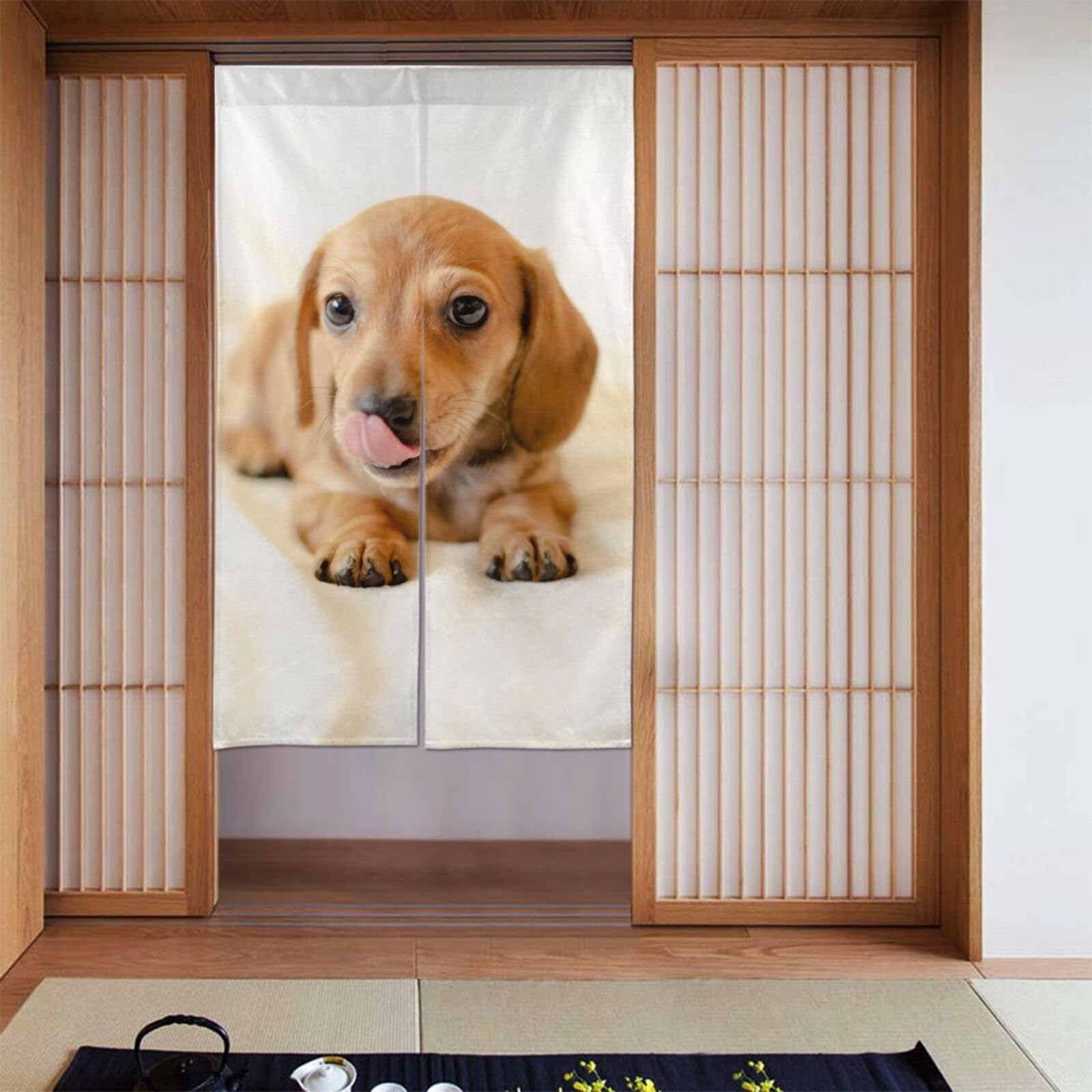 Amazon｜のれん 暖簾 子犬 いぬ イヌのミニチュアダックスフンド