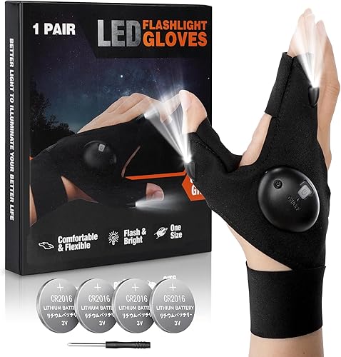 CENSGO Guantes con linterna LED, regalos para hombres, luces manos libres para papá, Navidad, Día del Padre, regalos de cumpleaños, guantes LED para