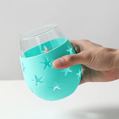 Miniatura 5 de Hyperspace Vaso de vino sin tallo de 20 onzas, vaso de bebida con funda protectora de silicona (4COLOR ASST Star)