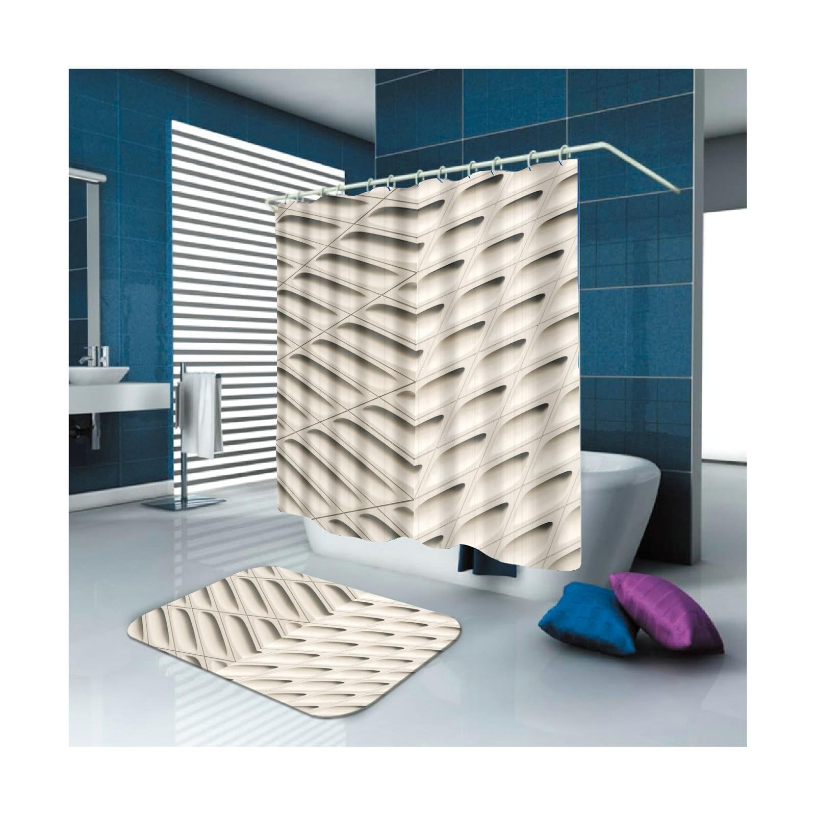 Rideau de douche anti-moisissure et imperméable en polyester de 120x180 cm lavable