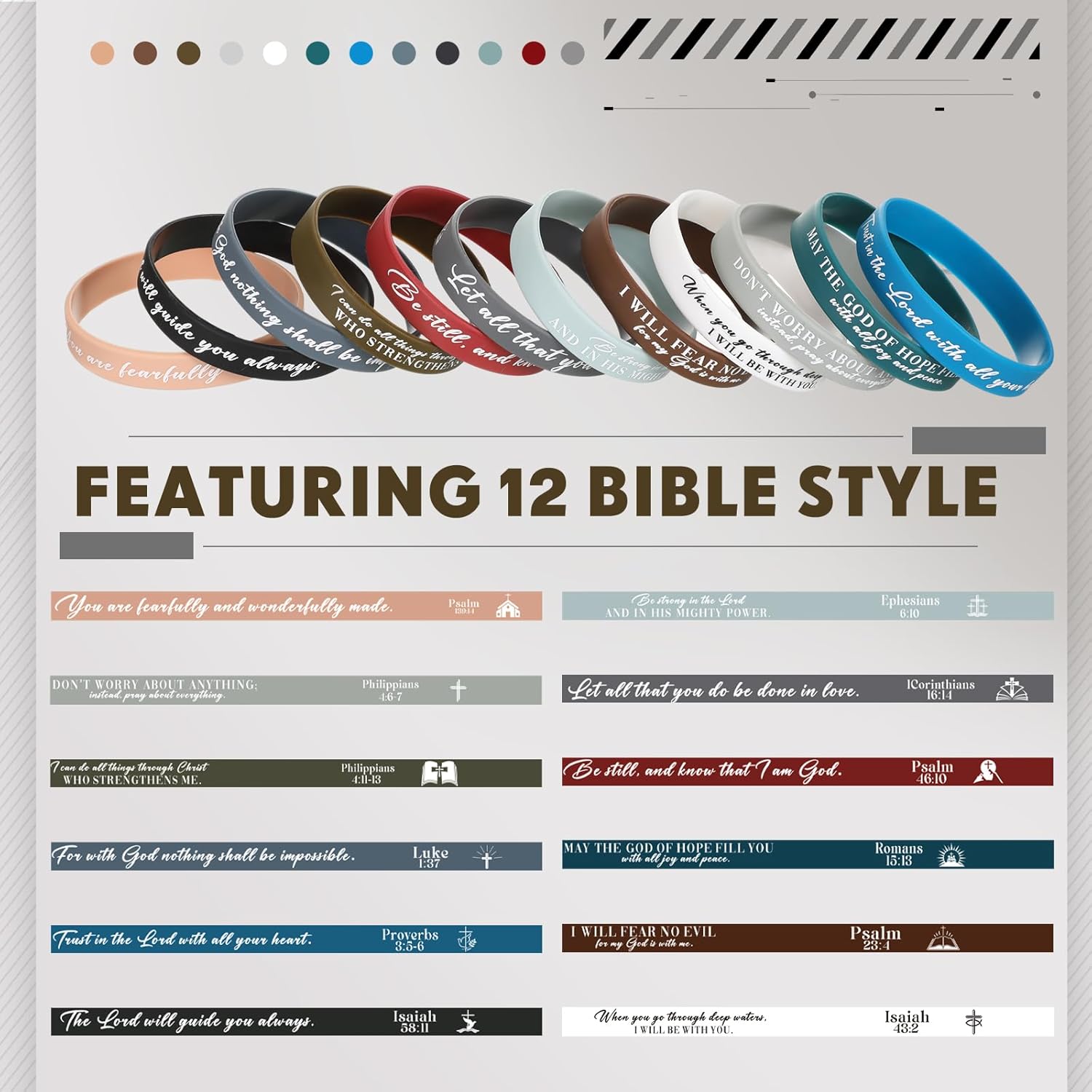 Bible Verses Bracelets Bulk Scripture Silicone Wristbands Inspirational Motivational Quote Rubber Wristbands Christian Bracelets for Easter Carnival Party Favors - Image 2