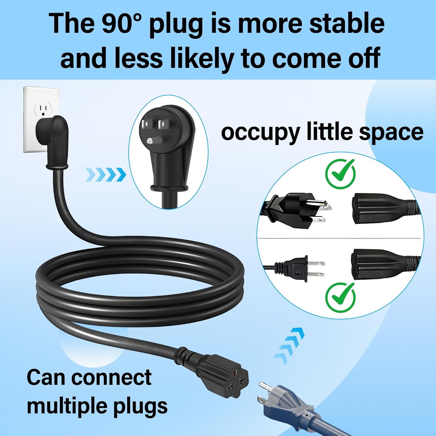 6FT 12AWG Right Angle Plug Extension Cord,NEMA 5-15P to 5-15R/5-20R/6-15R/6-20R,15A to 20A 90 Degree Right Angle Plug Adapter Appliance Cord