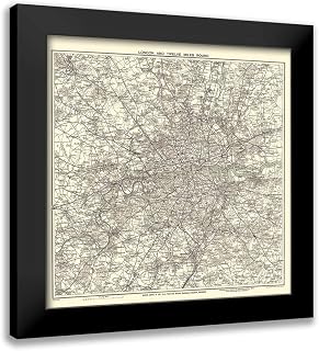 ArtDirect - Bartholomew 15x15 Black Modern Framed Art Print Titled: London England - Bartholomew 1925