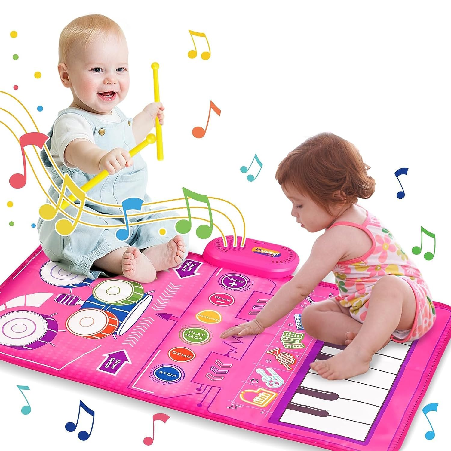 1 Year Old Girl Gifts, Piano Mat Baby Toys for 1 Year Old Girl, 2 in 1 Toddler Music Mat with Keyboard & Drum, Early Educational Musical Toys First Birthday Gifts for 1 2 Year Old Girls & Boys