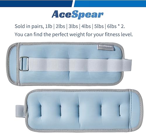 Miniatura 8 de AceSpear Pesas de tobillo para hombres y mujeres, pesas de muñeca de 2 x 1 libra, 2 libras, 3 libras, 4 libras, 5 libras, 6 libras, pesos para